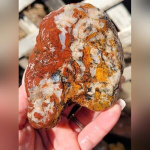 Natural Rare Rough Jasper Stone - Red, Yellow & White